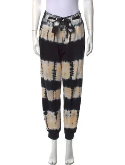 Pre-owned Ulla Johnson Tie-dye Print Straight Leg Pants In Black