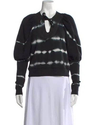 Pre-owned Ulla Johnson Tie-dye Print Tie Neck Sweatshirt In Black