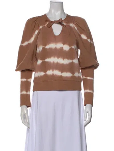 Pre-owned Ulla Johnson Tie-dye Print V-neck Sweatshirt In Brown