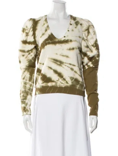 Pre-owned Ulla Johnson Tie-dye Print V-neck Sweatshirt In Multi