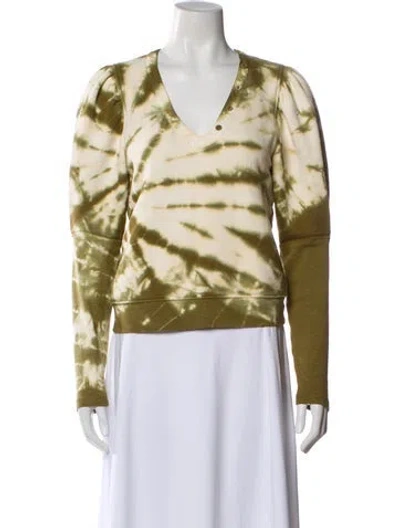 Pre-owned Ulla Johnson Tie-dye Print V-neck Sweatshirt In Neutral