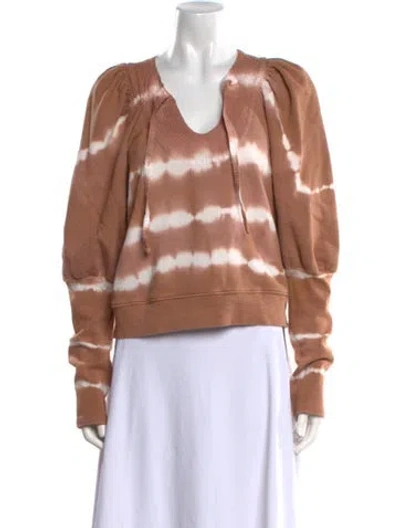 Pre-owned Ulla Johnson Tie-dye Print V-neck Sweatshirt In Neutral