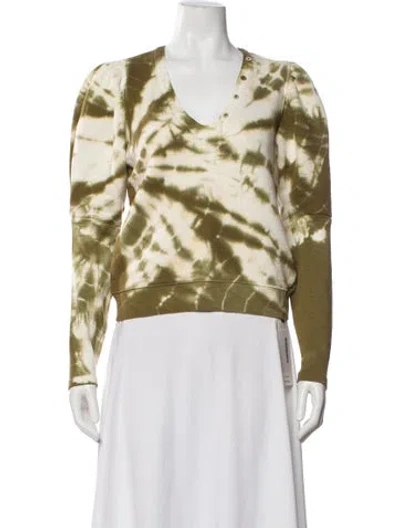 Pre-owned Ulla Johnson Tie-dye Print V-neck Sweatshirt In Yellow