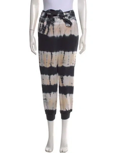 Pre-owned Ulla Johnson Tie-dye Print Wide Leg Pants In Black