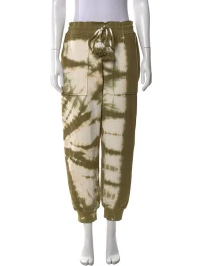 Pre-owned Ulla Johnson Tie-dye Print Wide Leg Pants In Green