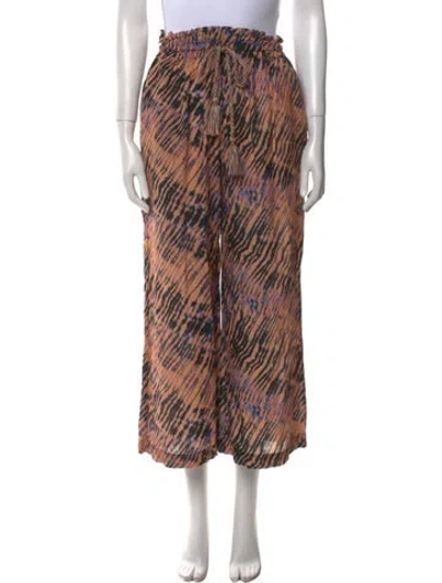 Pre-owned Ulla Johnson Tie-dye Print Wide Leg Pants In Orange