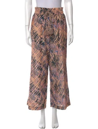Pre-owned Ulla Johnson Tie-dye Print Wide Leg Pants In Orange