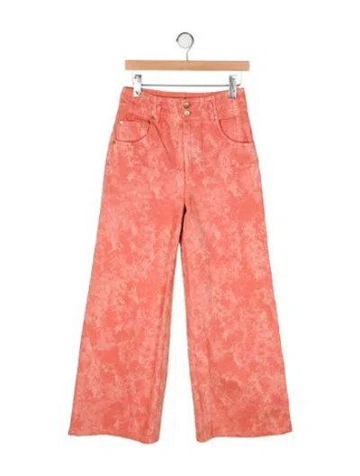 Pre-owned Ulla Johnson Tie-dye Print Wide Leg Pants In Orange