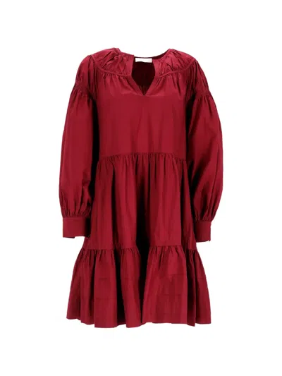 Pre-owned Ulla Johnson Tiered-design Mini Dress In Red