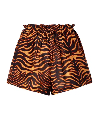 Ulla Johnson Tiger-patterned Short Pants In Black