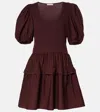 Ulla Johnson Tilda Mixed Media Minidress In Burgundy