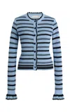 Ulla Johnson Tilla Striped Knit Cotton Cardigan In Blue