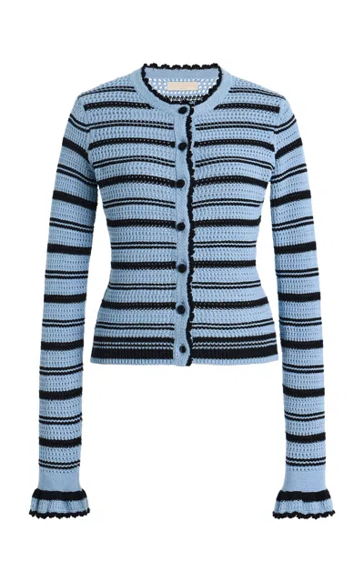 Ulla Johnson Tilla Striped Knit Cotton Cardigan In Blue
