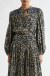 Ulla Johnson Tillie Floral Tie Neck Top In Raven