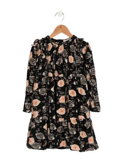 Pre-owned Ulla Johnson Babies' Toddler Girls Floral Print Ruffled Dress In Black