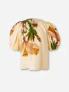 Ulla Johnson Las Olas Puffed-sleeve Botanical-print Top In Neutral