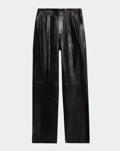Ulla Johnson Tullia Leather Straight-leg Trousers In Black