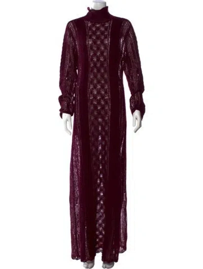 Pre-owned Ulla Johnson Turtleneck Long Dress In Burgundy