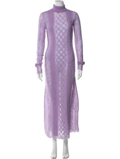 Pre-owned Ulla Johnson Turtleneck Long Dress In Purple