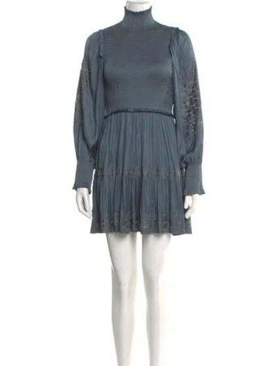 Pre-owned Ulla Johnson Turtleneck Mini Dress In Blue