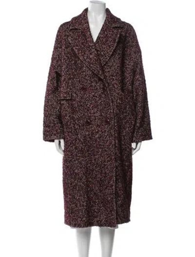 Pre-owned Ulla Johnson Tweed Pattern Coat In Burgundy