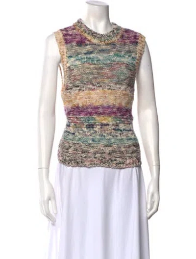 Pre-owned Ulla Johnson Tweed Pattern Crew Neck Sweater In Multi