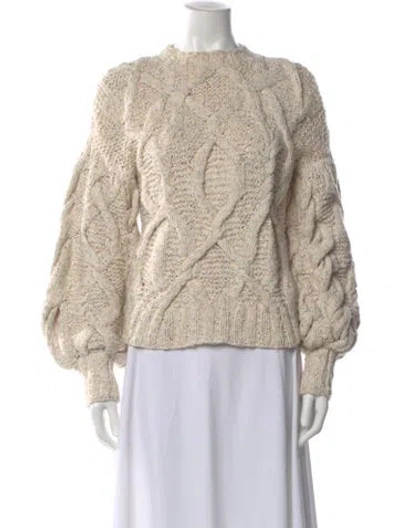 Pre-owned Ulla Johnson Tweed Pattern Crew Neck Sweater In Neutral