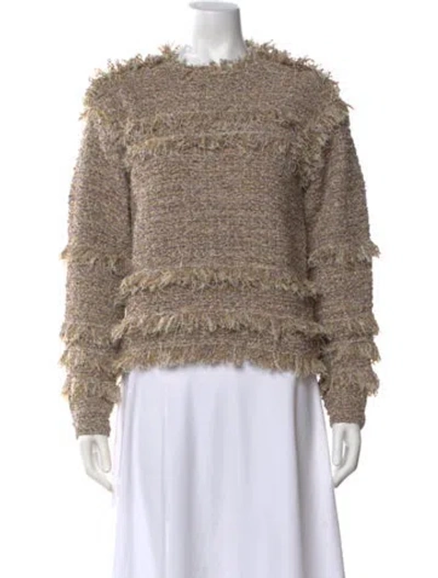 Pre-owned Ulla Johnson Tweed Pattern Crew Neck Sweater W/ Tags In Neutrals