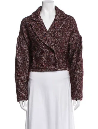 Pre-owned Ulla Johnson Tweed Pattern Evening Jacket In Burgundy