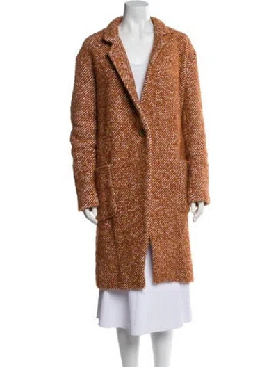 Pre-owned Ulla Johnson Tweed Pattern Faux Fur Coat In Orange