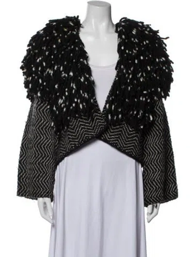 Pre-owned Ulla Johnson Tweed Pattern Jacket In Black