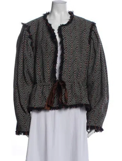 Pre-owned Ulla Johnson Tweed Pattern Jacket In Blue