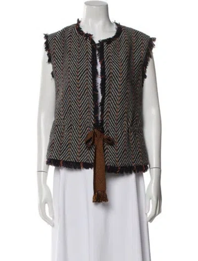 Pre-owned Ulla Johnson Tweed Pattern Vest In Gray