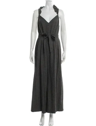 Pre-owned Ulla Johnson Tweed Pattern V-neck Jumpsuit In Grey