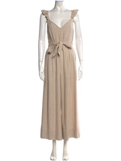 Pre-owned Ulla Johnson Tweed Pattern V-neck Jumpsuit In Neutral