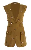 Ulla Johnson Twyla Embellished Cotton-blend Utility Vest In Olive