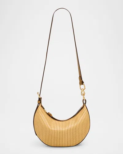 Ulla Johnson Twyla Perforated Leather Shoulder Bag In Fawn