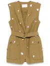Ulla Johnson Twyla Embellished Wrap Vest In Lchn Lichen