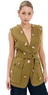 Ulla Johnson Twyla Embellished Wrap Vest In Lichen