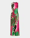 Ulla Johnson Uj X Lee Krasner Gaea Abstract Silk Slip Dress In Palingenesis