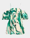 Ulla Johnson Uj X Lee Krasner Hartigan Portrait In Green Mini Dress In Multi