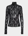 Ulla Johnson Ulyssa Lace Mesh Turtleneck In Black