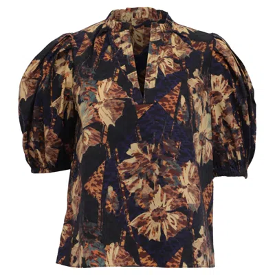 Pre-owned Ulla Johnson V-neck Blouse In Floral Print Cotton In Multi