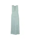 Ulla Johnson Tasneem Plissé Plunge Neck Gown In Blue