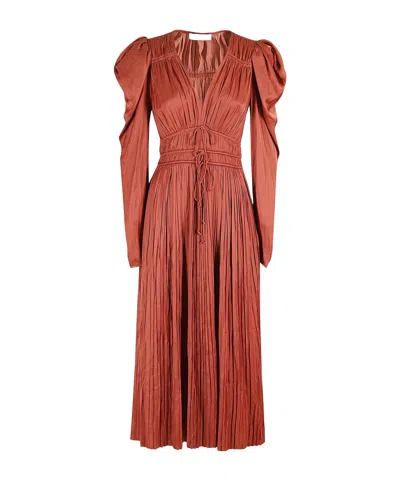 Ulla Johnson V-neck Long Dress In Brown