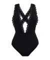 Ulla Johnson Ophelia Embroidered One-piece Swimuit In Black