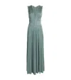 Ulla Johnson Tasneem Plissé Plunge Neck Gown In Green