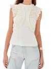 Ulla Johnson Val Sleeveless Ruffled Top In Pristine In Neutral