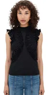 Ulla Johnson Val Sleeveless Ruffled Top In Noir