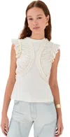 Ulla Johnson Val Sleeveless Ruffled Top In Pristine In Neutral